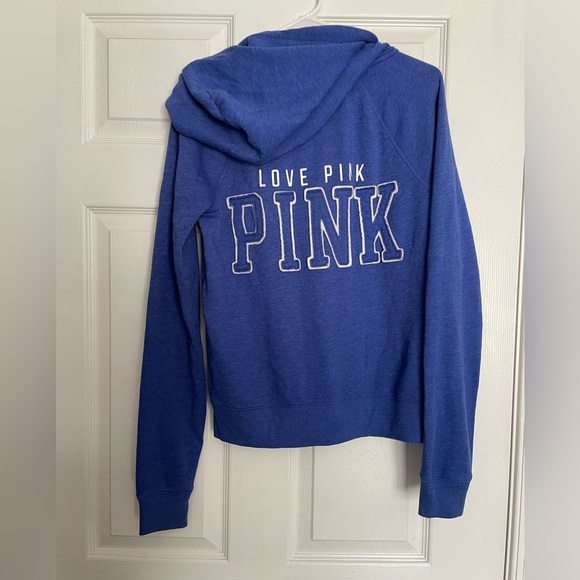PINK Victoria's Secret Blue Zip-Up Hoodie size small - Picture 1 of 5